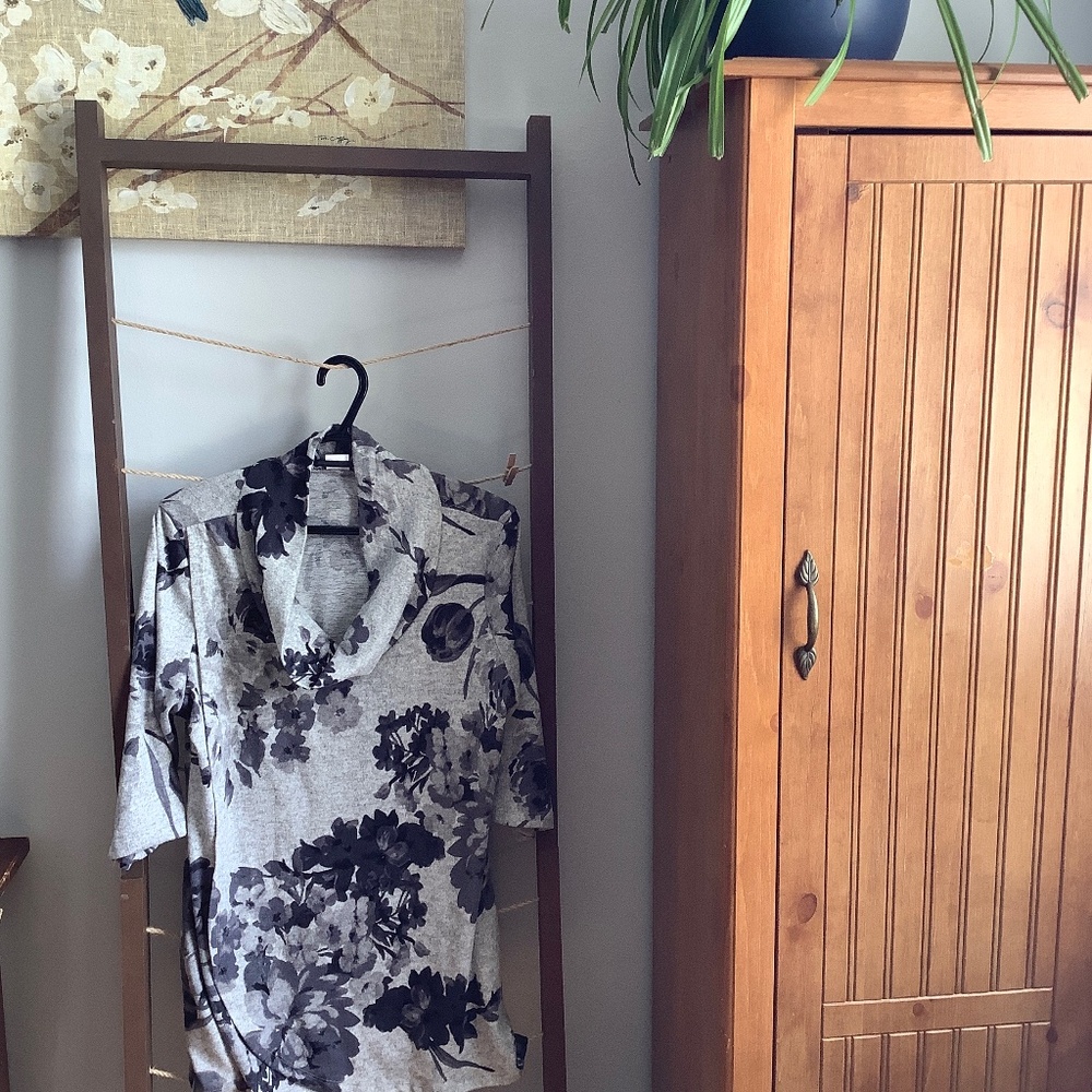 Super soft, Size large Marvella ladies top with cowl neck.